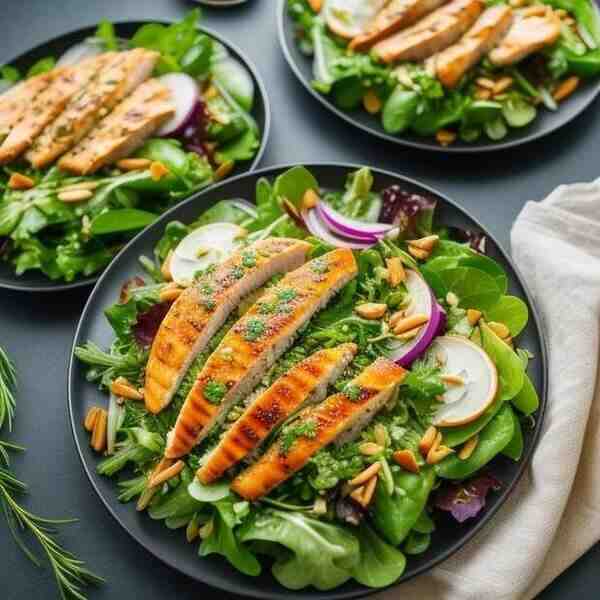 Салат с копченой курицей и чесноком